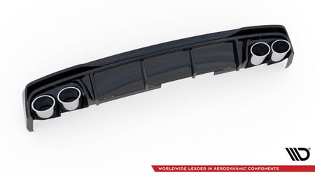 Sort Maxton bagdiffuser med imitation af udstødningsender til Audi A6 C8 S-Line, designet til at forbedre bilens aerodynamik og 