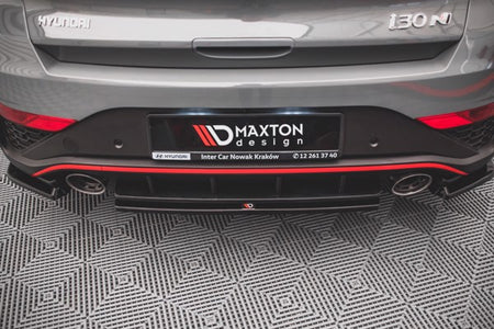 Maxton Central Rear Splitter For Hyundai I30 N Hatchback Mk3 Facelift - Gloss Black