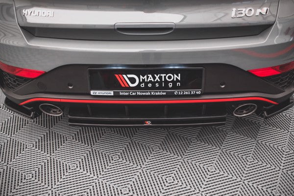 Maxton Central Rear Splitter For Hyundai I30 N Hatchback Mk3 Facelift - Gloss Black