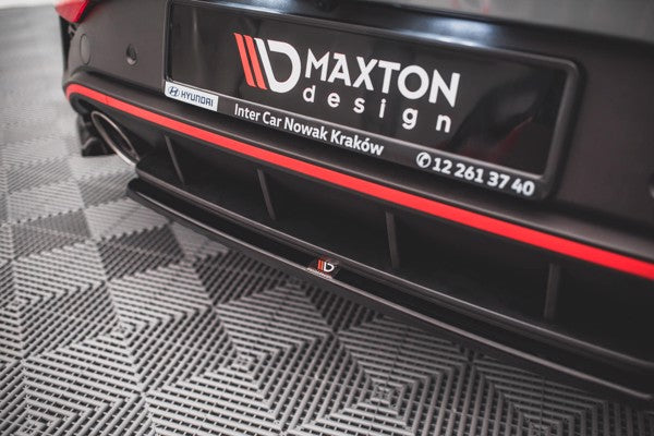 Maxton Central Rear Splitter For Hyundai I30 N Hatchback Mk3 Facelift - Gloss Black
