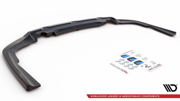 Maxton Central Rear Splitter (With Vertical Bars) BMW X6 M-Pack G06 - Gloss Black