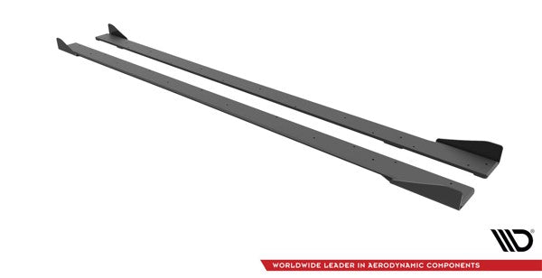 Maxton Street Pro Side Skirts Diffusers + Flaps Volkswagen Golf R Mk7 - Black + Gloss Flaps    