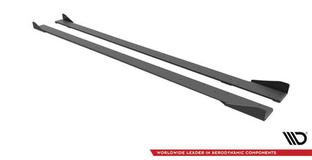 Maxton Street Pro Side Skirts Diffusers + Flaps Volkswagen Golf R Mk7 - Black + Gloss Flaps    