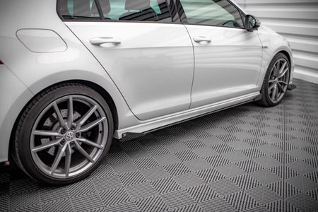 Maxton Street Pro Side Skirts Diffusers + Flaps Volkswagen Golf R Mk7 - Black + Gloss Flaps    