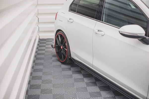 Maxton Racing Durability Side Skirts Diffusers + Flaps Volkswagen Golf 8 Gti / Gti Clubsport - Black + Gloss Flaps    