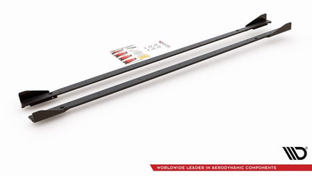 Maxton Racing Durability Side Skirts Diffusers + Flaps Volkswagen Golf 8 Gti / Gti Clubsport - Black + Gloss Flaps    