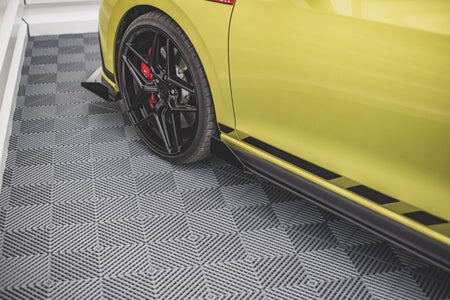 Maxton Racing Durability Side Skirts Diffusers + Flaps Volkswagen Golf 8 Gti / Gti Clubsport - Black + Gloss Flaps    