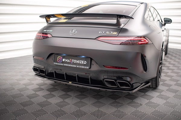 Maxton Central Rear Splitter (With Vertical Bars) Mercedes-Amg Gt 63S 4-Door Coupe Aero - Gloss Black