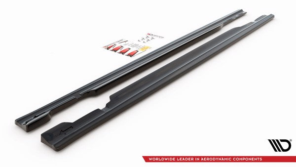 Maxton Side Skirts Diffusers Mercedes- Benz C43 Amg W205 - Gloss Black