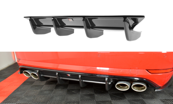 Maxton Rear Valance VW Golf 7 R Variant Facelift  - Gloss Black
