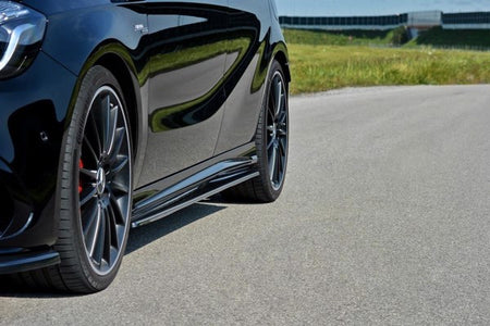 Maxton Side Skirts Diffusers Mercedes A W176/ Cla 117 Amg/ Cla 117 Amg Line Facelift - Gloss Black
