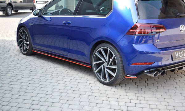 Maxton Side Skirts Diffusers V.2 VW Golf 7 R / R-Line Facelift - Gloss Black
