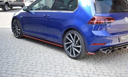 Maxton Side Skirts Diffusers V.2 VW Golf 7 R / R-Line Facelift - Gloss Black