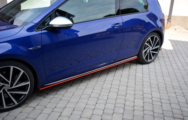 Maxton Side Skirts Diffusers V.2 VW Golf 7 R / R-Line Facelift - Gloss Black