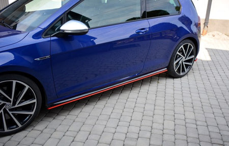 Maxton Side Skirts Diffusers V.2 VW Golf 7 R / R-Line Facelift - Gloss Black