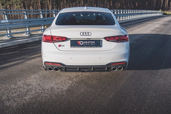 Maxton Central Rear Splitter For Audi S5 Sportback F5 Facelift - Gloss Black
