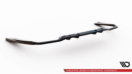 Maxton Central Rear Splitter (With Vertical Bars) Mercedes-Amg C 43 Sedan W205 Facelift - Gloss Black