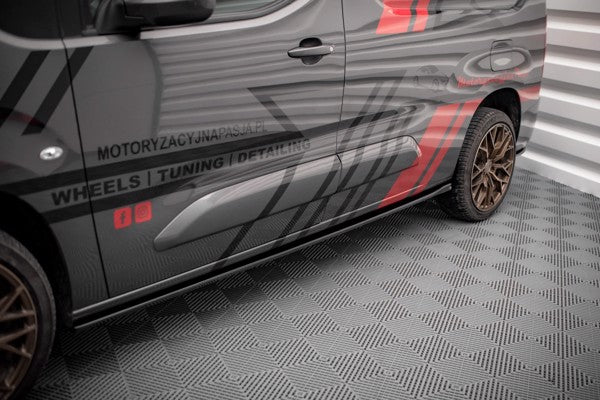 Maxton Side Skirts Diffusers Peugeot Partner Maxi Mk3 - Gloss Black