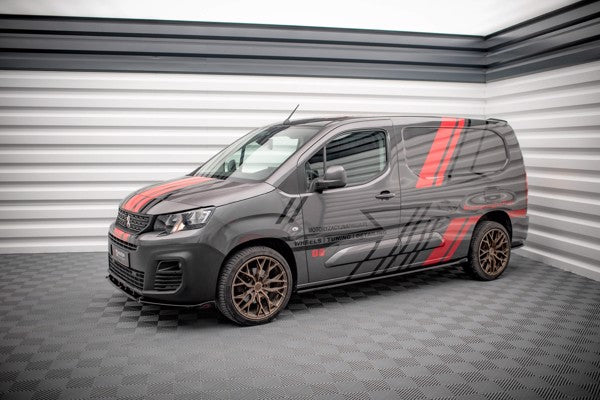 Maxton Side Skirts Diffusers Peugeot Partner Maxi Mk3 - Gloss Black