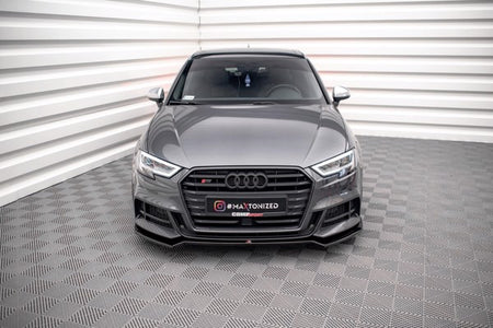 Maxton Front Splitter V.2 Audi S3 / A3 S-Line Sportback 8V Facelift - Gloss Black