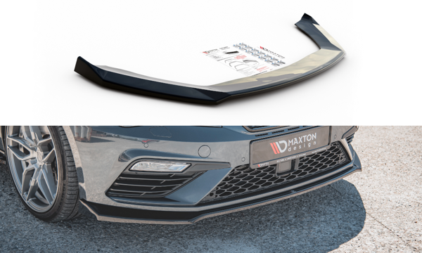 Maxton Front Splitter V.7 Seat Leon Cupra / Fr Mk3 Fl - Gloss Black