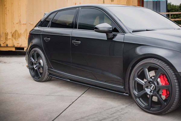 Maxton Side Skirts Diffusers V.2 Audi RS3 8V Sportback Facelift - Gloss Black