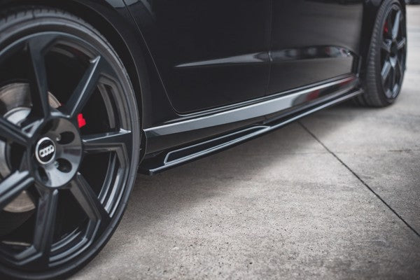 Maxton Side Skirts Diffusers V.2 Audi RS3 8V Sportback Facelift - Gloss Black