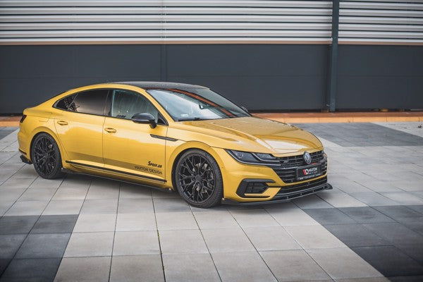 Maxton Racing Durability Front Splitter + Flaps Volkswagen Arteon R-Line - Black + Gloss Flaps    