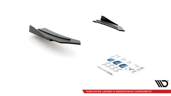 Maxton Racing Durability Rear Side Splitters + Flaps Mercedes-Amg C43 Coupe C205 - Black + Gloss Flaps    