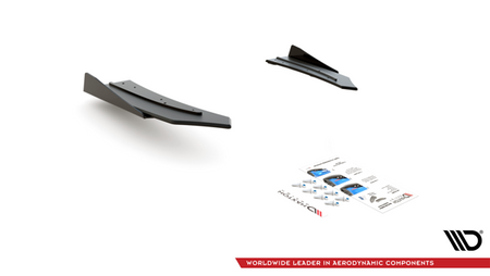 Maxton Racing Durability Rear Side Splitters + Flaps Mercedes-Amg C43 Coupe C205 - Black + Gloss Flaps    