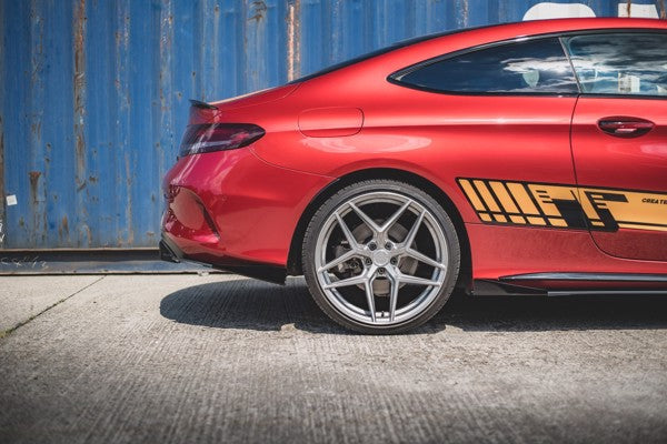 Maxton Racing Durability Rear Side Splitters + Flaps Mercedes-Amg C43 Coupe C205 - Black + Gloss Flaps    