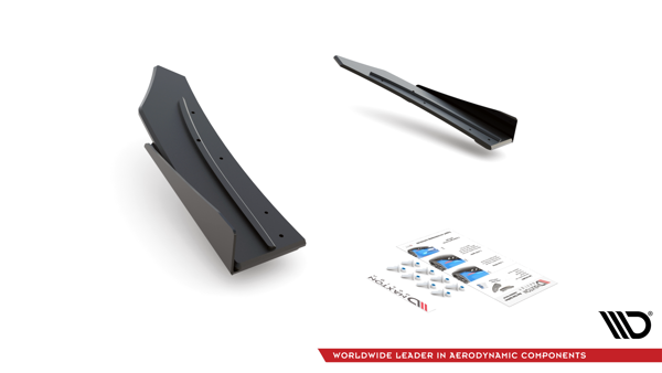 Maxton Racing Durability Rear Side Splitters + Flaps Mercedes-Amg C43 Coupe C205 - Black + Gloss Flaps    