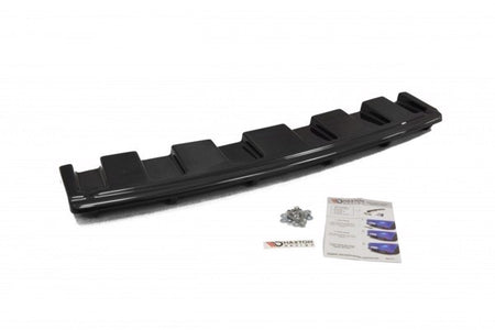 Maxton Central Rear Splitter Audi S6 C7 Avant (With Vertical Bars) - Gloss Black