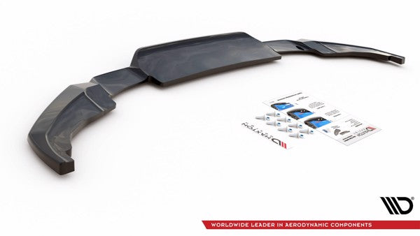 Maxton Central Rear Splitter (With Vertical Bars) Peugeot 2008 Mk2 - Gloss Black