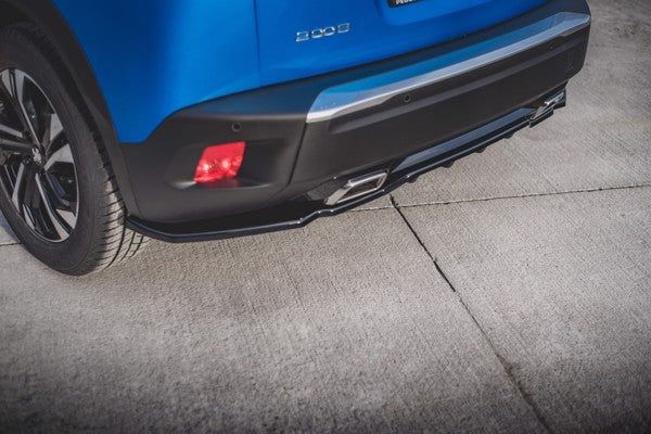 Maxton Central Rear Splitter (With Vertical Bars) Peugeot 2008 Mk2 - Gloss Black