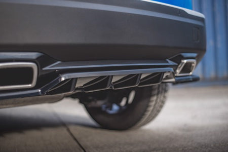 Maxton Central Rear Splitter (With Vertical Bars) Peugeot 2008 Mk2 - Gloss Black