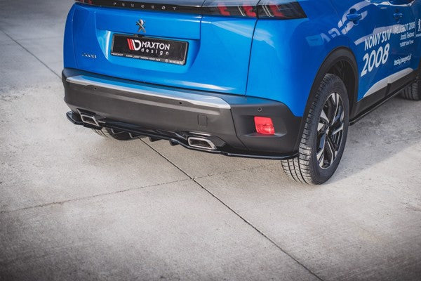 Maxton Central Rear Splitter (With Vertical Bars) Peugeot 2008 Mk2 - Gloss Black