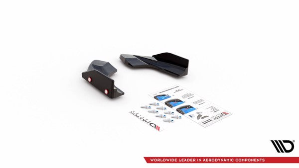 Maxton Rear Side Splitters + Flaps V.2 Volkswagen Golf R Mk8 - Gloss Black