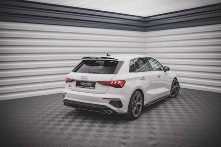 Maxton Central Rear Splitter For Audi S3 Sportback 8Y - Gloss Black