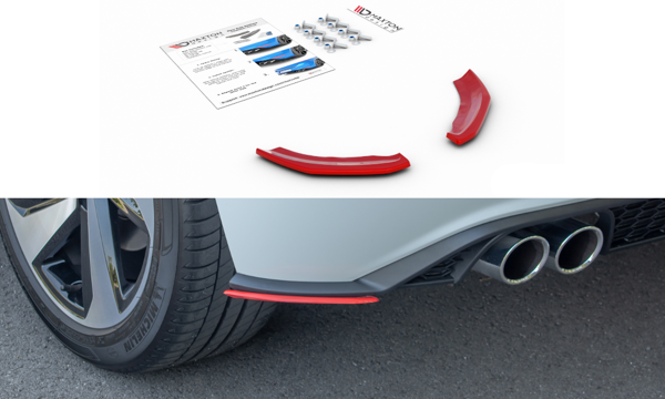 Maxton Rear Side Splitters VW Polo Mk6 Gti - Gloss Black