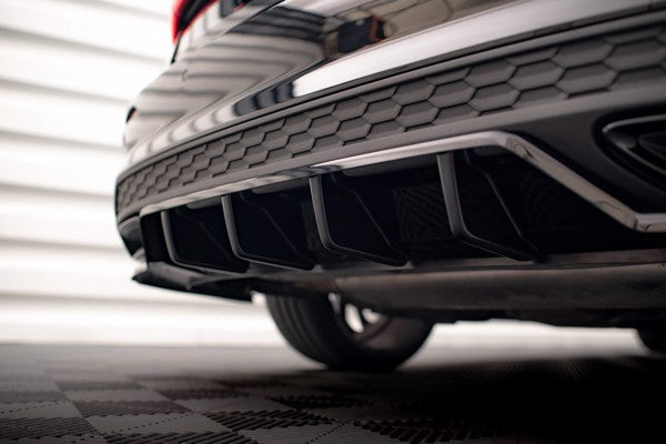 Maxton Central Rear Splitter (With Vertical Bars) Audi A3 S-Line Sedan 8Y - Gloss Black