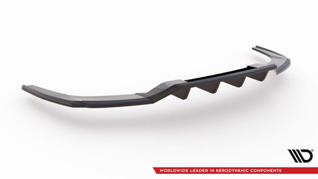Maxton Central Rear Splitter (With Vertical Bars) Audi A3 S-Line Sedan 8Y - Gloss Black