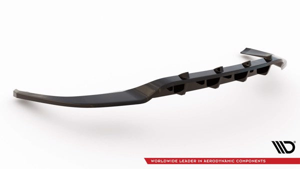Maxton Central Rear Splitter (With Vertical Bars) Porsche Panamera E-Hybrid 971 - Gloss Black