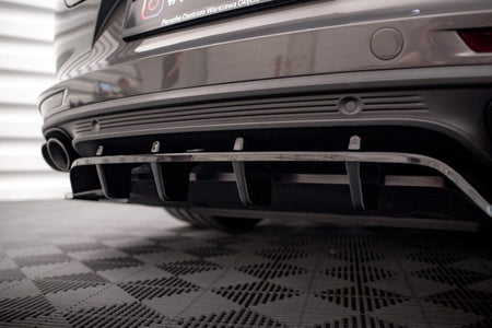 Maxton Central Rear Splitter (With Vertical Bars) Porsche Panamera E-Hybrid 971 - Gloss Black