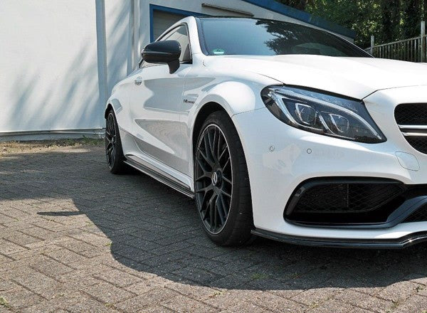 Maxton Side Skirts Diffusers Mercedes C-Class C205 63Amg Coupe - Gloss Black