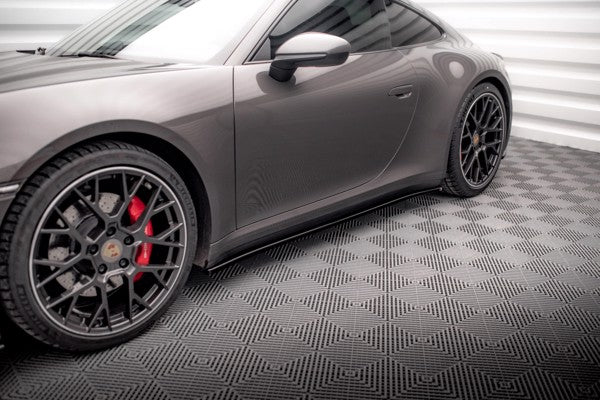 Maxton Side Skirts Diffusers Porsche 911 Carrera 4S 992 - Gloss Black