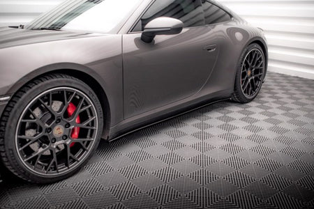 Maxton Side Skirts Diffusers Porsche 911 Carrera 4S 992 - Gloss Black