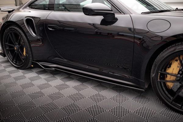 Maxton Side Skirts Diffusers Porsche 911 Turbo S 992 - Gloss Black