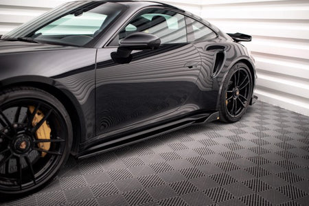 Maxton Side Skirts Diffusers Porsche 911 Turbo S 992 - Gloss Black