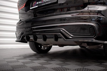 Maxton Central Rear Splitter (With Vertical Bars) Volvo Xc60 R-Design Mk2 Facelift - Gloss Black